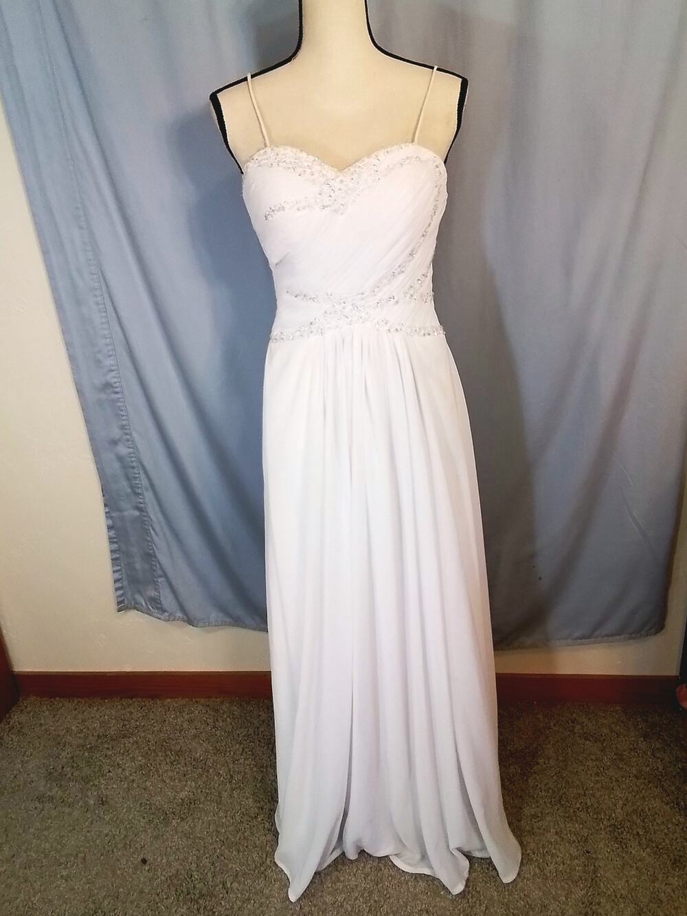 White wedding gown with beading